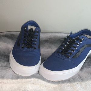 Men vans shoes size 8 blue with black stripe white bottoms